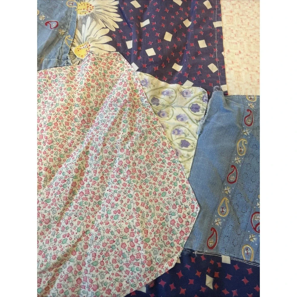 Vintage Handmade Crazy Quilt Patchwork Scrap 75x70